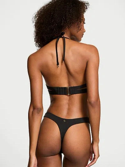 Victoria's Secret Swim Essential Cinched Thong Bikini Bottom In Black
