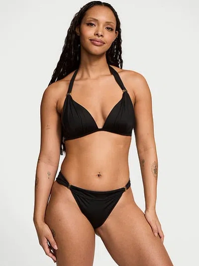 Victoria's Secret Swim Essential Harlow Halter Push-up Bikini Top In Black