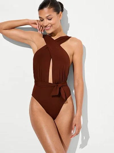 Victoria's Secret Swim Multiway Cheeky One-piece Swimsuit In Brown