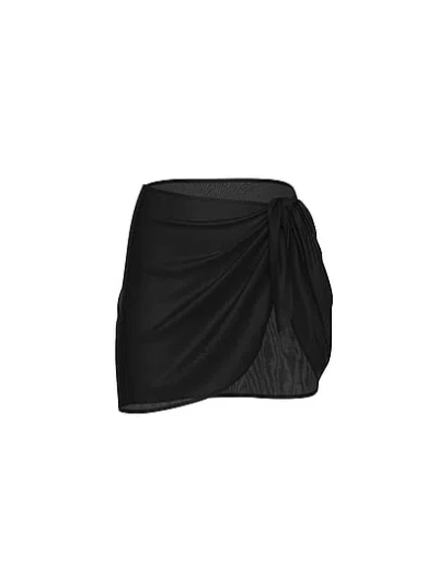 Victoria's Secret Swim Sheer Crinkle Mini Sarong In Black