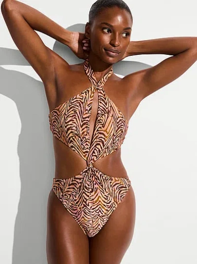 Victoria's Secret Swim Shimmer Halter Monokini One-piece Swimsuit In Multi