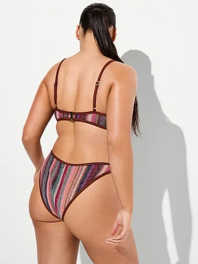 Victoria's Secret Swim Shimmer Stripe Knit Brazilian Bikini Bottom In Multi