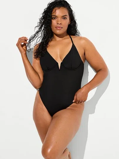 Victoria's Secret Swim V-wire Plunge Cheeky One-piece Swimsuit In Black