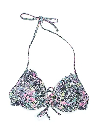 Pre-owned Victoria's Secret Swimsuit Top Blue Floral Pattern Swimwear