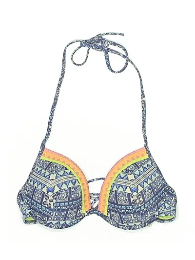 Pre-owned Victoria's Secret Swimsuit Top Blue Print Pattern Swimwear