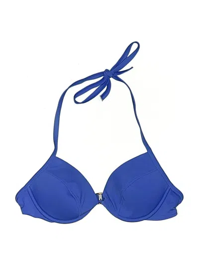 Pre-owned Victoria's Secret Swimsuit Top Blue Solid Pattern Swimwear