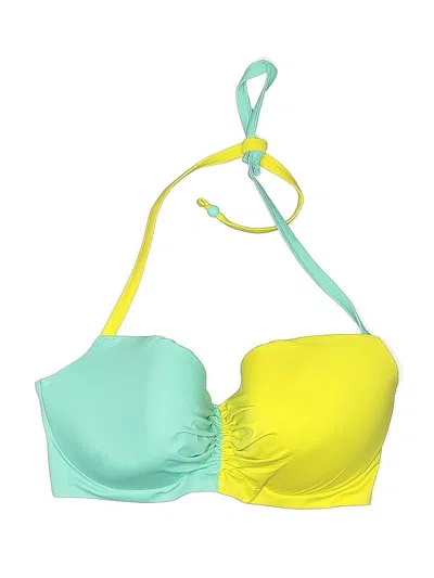 Pre-owned Victoria's Secret Swimsuit Top Green Color Block Pattern Swimwear