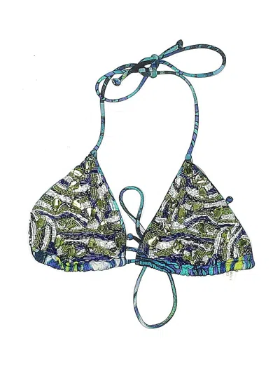 Pre-owned Victoria's Secret Swimsuit Top Green Print Pattern Swimwear