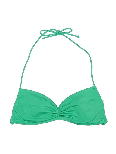 Pre-owned Victoria's Secret Swimsuit Top Green Solid Pattern Swimwear