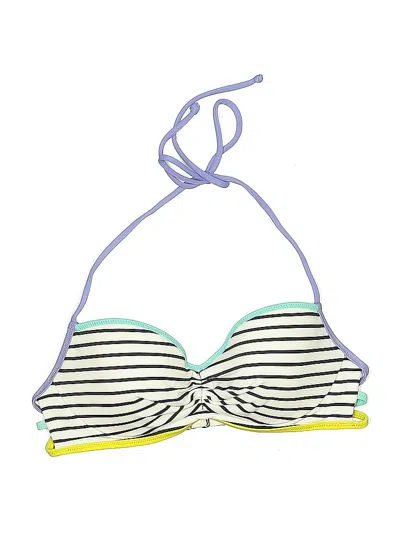 Pre-owned Victoria's Secret Swimsuit Top Green Stripes Pattern Swimwear