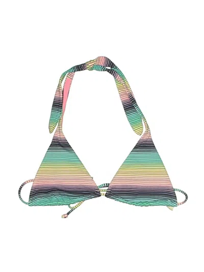 Pre-owned Victoria's Secret Swimsuit Top Green Stripes Pattern Swimwear
