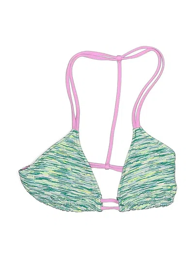 Pre-owned Victoria's Secret Swimsuit Top Green Tweed Pattern Swimwear