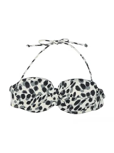 Pre-owned Victoria's Secret Swimsuit Top Ivory Animal Print Pattern Swimwear In White