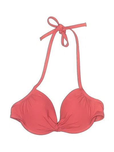 Pre-owned Victoria's Secret Swimsuit Top Orange Solid Pattern Swimwear