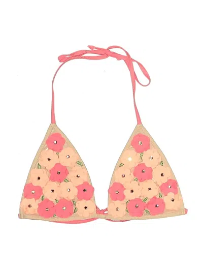 Pre-owned Victoria's Secret Swimsuit Top Pink Hearts Pattern Swimwear