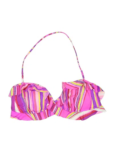 Pre-owned Victoria's Secret Swimsuit Top Pink Stripes Pattern Swimwear
