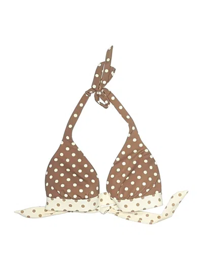 Pre-owned Victoria's Secret Swimsuit Top Tan Polka Dots Pattern Swimwear