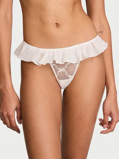 Victoria's Secret Tease Bow Lace Bridal Thong Panty In White
