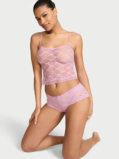 Victoria's Secret Tease Bow Lace Cami & Shortie Set In Purple