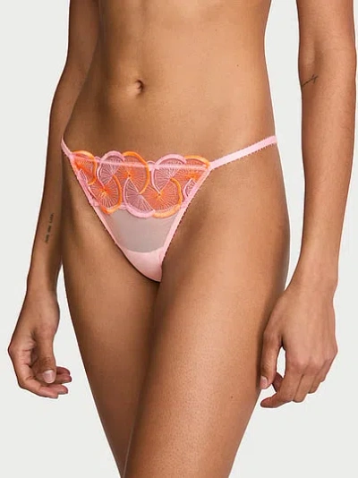 Victoria's Secret Tease Fresh Squeezed Embroidery Hardware Thong Panty In Multi