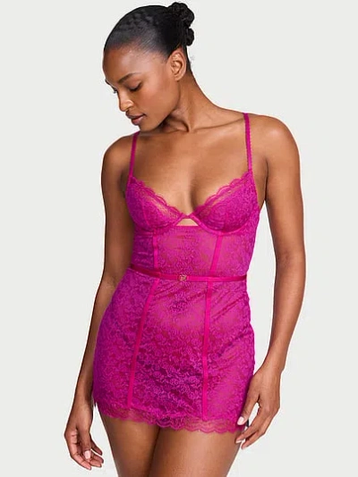Victoria's Secret Tease Lace Cupped Mini Slip Dress In Pink