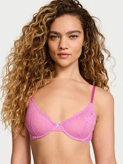 Victoria's Secret Tease Lace Unlined Demi Bra In Pink