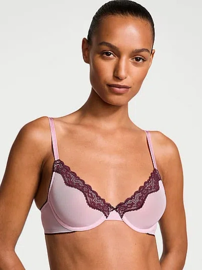 Victoria's Secret Tease Lace-trim Unlined Demi Bra In Pink