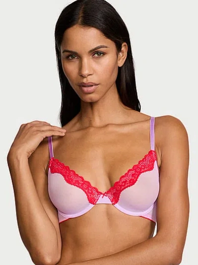 Victoria's Secret Tease Lace-trim Unlined Demi Bra In Multi