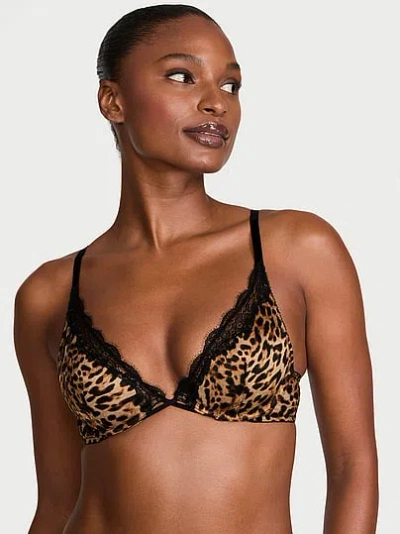 Victoria's Secret Tease Lightly Lined Sheer Shimmer Plunge Bra In Black