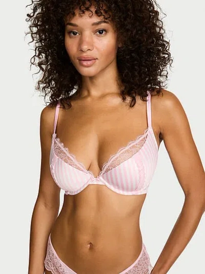 Victoria's Secret Tease Satin Lace-trim Half-cup Demi Bra In Print