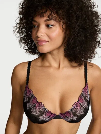 Victoria's Secret Tease Unlined Bow Embroidery Demi Bra In Black
