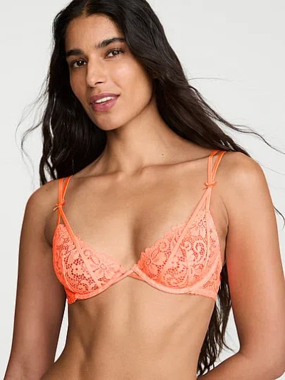 Victoria's Secret Tease Unlined Sexy Strappy Lace Demi Bra In Orange