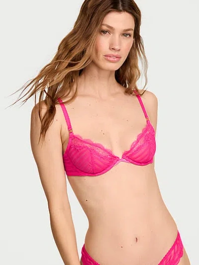 Victoria's Secret Tease Unlined Sheer Stripe Demi Bra In Pink