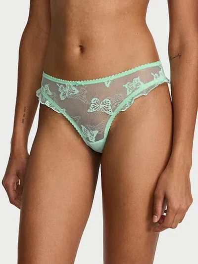 Victoria's Secret The Lacie Butterfly Mesh Flutter Thong Panty In Green