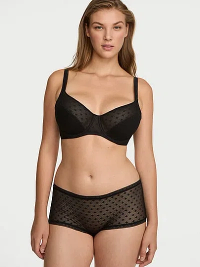 Victoria's Secret The Lacie Dot Geo Lace Unlined Balconette Bra In Black