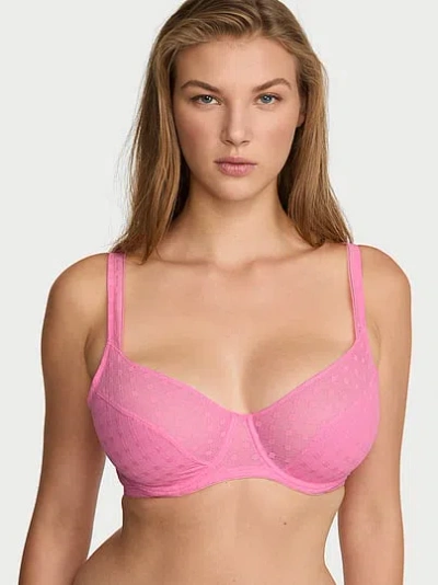 Victoria's Secret The Lacie Dot Geo Lace Unlined Balconette Bra In Pink