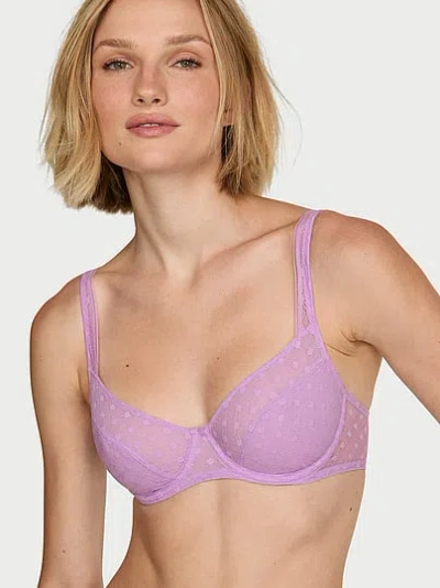 Victoria's Secret The Lacie Dot Geo Lace Unlined Balconette Bra In Purple