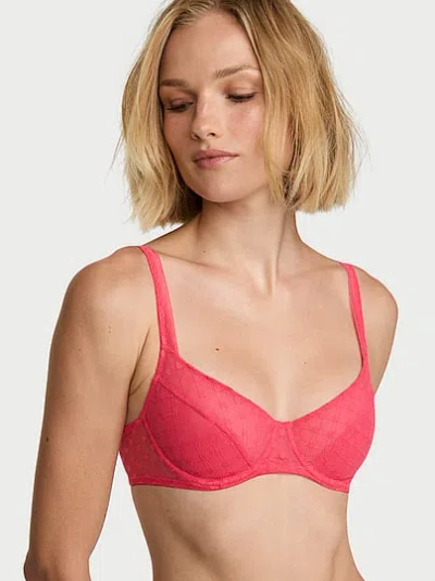 Victoria's Secret The Lacie Dot Geo Lace Unlined Balconette Bra In Red