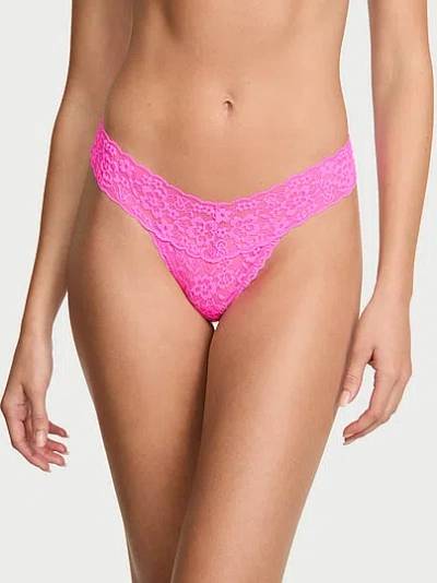 Victoria's Secret The Lacie Lace Thong Panty In Pink