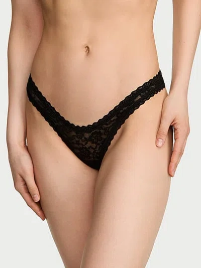 Victoria's Secret The Lacie Lace Ultra-mini Scoop Thong Panty In Black