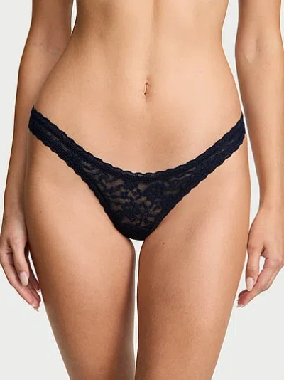 Victoria's Secret The Lacie Lace Ultra-mini Scoop Thong Panty In Black