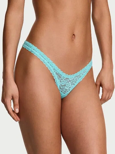 Victoria's Secret The Lacie Lace Ultra-mini Scoop Thong Panty In Blue