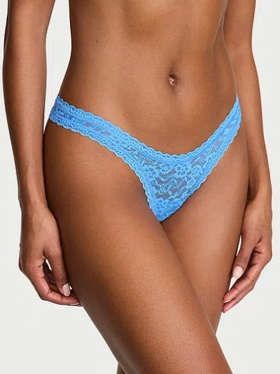 Victoria's Secret The Lacie Lace Ultra-mini Scoop Thong Panty In Blue
