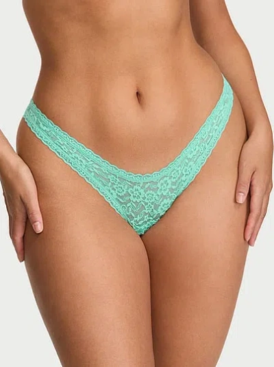 Victoria's Secret The Lacie Lace Ultra-mini Scoop Thong Panty In Blue