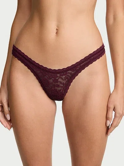 Victoria's Secret The Lacie Lace Ultra-mini Scoop Thong Panty In Burgundy