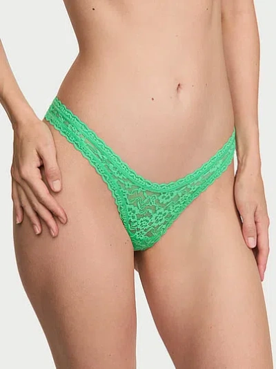 Victoria's Secret The Lacie Lace Ultra-mini Scoop Thong Panty In Green