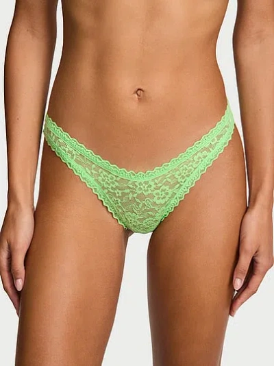 Victoria's Secret The Lacie Lace Ultra-mini Scoop Thong Panty In Green