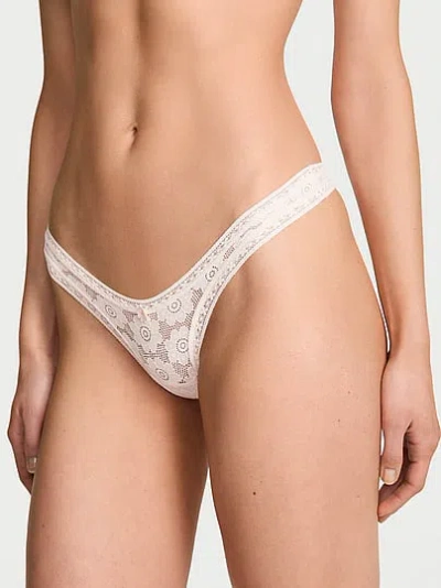 Victoria's Secret The Lacie Lace Ultra-mini Scoop Thong Panty In Neutral