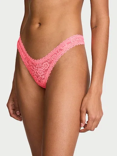 Victoria's Secret The Lacie Lace Ultra-mini Scoop Thong Panty In Pink