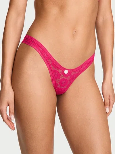 Victoria's Secret The Lacie Lace Ultra-mini Scoop Thong Panty In Pink
